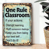 1 Piece Vintage Classroom Rules Metal Sign - Green Distressed Wall Art With Positive Message, 8x12inch, Suitable For Home And School Campus Decoration, Antique-Style Educational Plaque, Can Be Used For Teacher's Desk Or Principal's Office Decoration