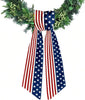 Ftuuo Patriotic Wreath Sash Front Door Red White Stripe Wreaths Satin Sash Garland Ribbon Accessories Wreath Yard Doorway Indoor Outdoor Bow Bridal Shower Home Decor,5.1 X 54.3