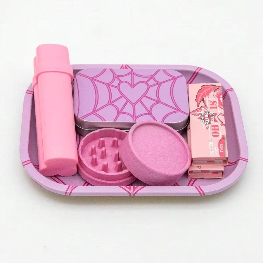 Smoking Accessories Set, Includes Ashtray, Storage Tin, Dual-Layer Grinder, 78mm Dual-Layer Flavored Papers, Suitable For Home, Party, Gathering, Great Gift For Smokers On Birthday, Holiday, Christmas