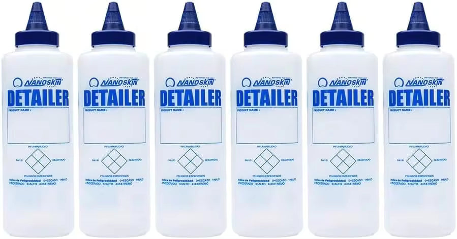 Nanoskin 6-Pack 16 Oz Squeeze Bottle With Twist Top Dispensing Cap For Auto Detailing, Household Cleaning, Car Care, Applying Wax &Amp; Polish, Liquid Storage | Durable, Clear, Easy To Use, Leak-Proof